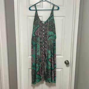 Karma Highway Green & Pink Paisley Adjustable Strap Dress